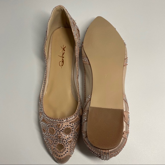 XYD Women Elegant Pointed Toe Rhinestone Flats - Picture 14 of 14